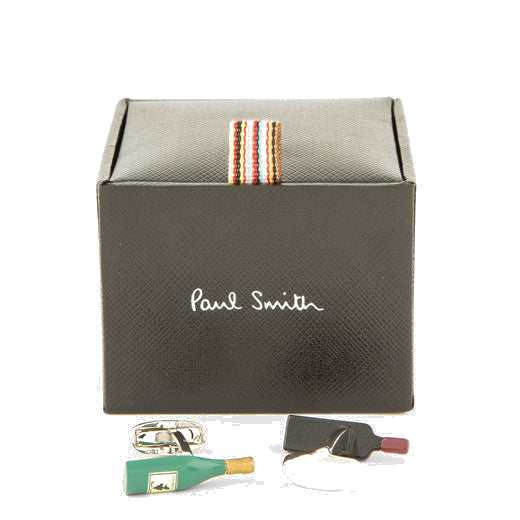 Paul Smith's Wine Bottle Cufflinks will be presented inside a gift box.