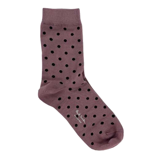 This pair of Paul Smith socks come in pink with a black polka dot pattern.