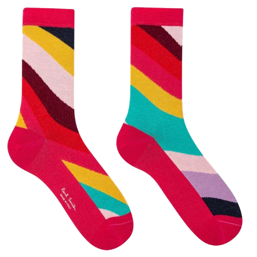This Paul smith Women's 6-Pack Swirl Stripe Mixed Socks features two pairs of a multicoloured swirl stripe design.