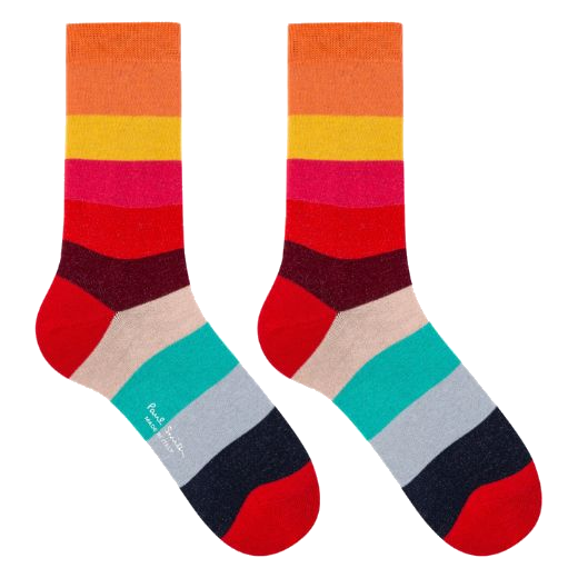This Women's 6-Pack Swirl Stripe Mixed Socks by Paul Smith has a block stripe design with a variety of bright colours.