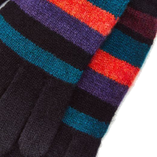 This pair of Women's Blue Block Stripe Knitted Wool Gloves by Paul smith has a chunky ribbed edge to keep your wrists warm during the colder months.