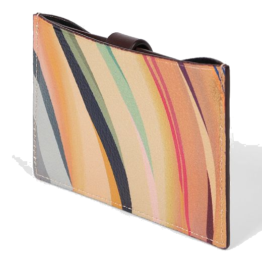 This Women's Dusky Swirl Leather Pull-Out Card Holder by Paul Smith has the swirl pattern with a range of colours and the burgundy plain leather.