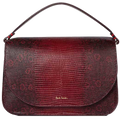 This Paul Smith Women's Mock Lizard Burgundy Clutch Saddle Bag features a magnetic dot closure.