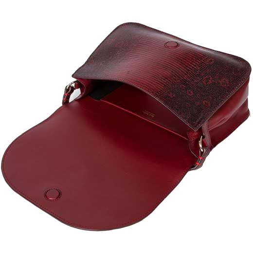 This Paul Smith Women's Mock Lizard Burgundy Clutch Saddle Bag features a detachable shoulder strap.