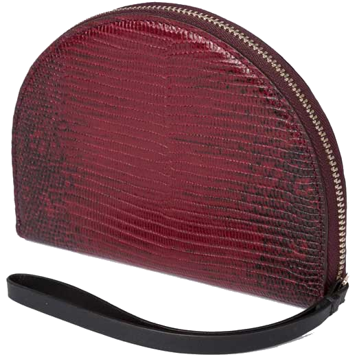 This Paul Smith Women's Mock Lizard Burgundy Moon Purse features embossing on the front.