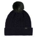 This Women's Navy Wool Cable Knit Pom-Pom Beanie Hat by Paul Smith is great for keeping warm during the Winter and has a soft touch as it is made out of wool.
