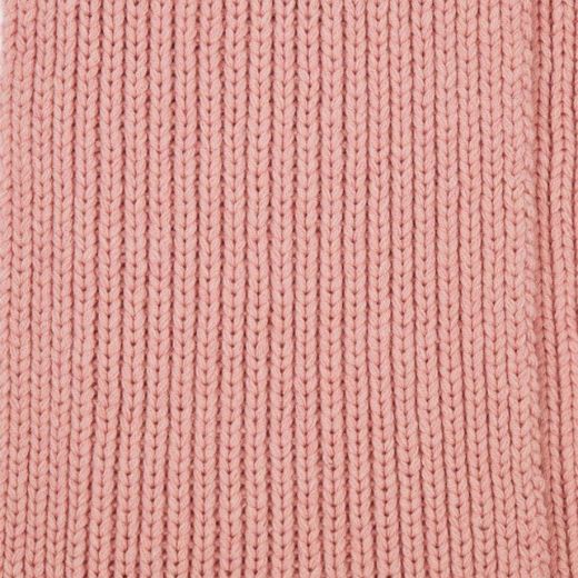 Close up of the Women's Pink Lambswool Scarf with Swirl Heart Logo.