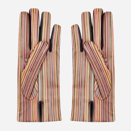 Back view of the Women's Signature Stripe Leather Gloves.