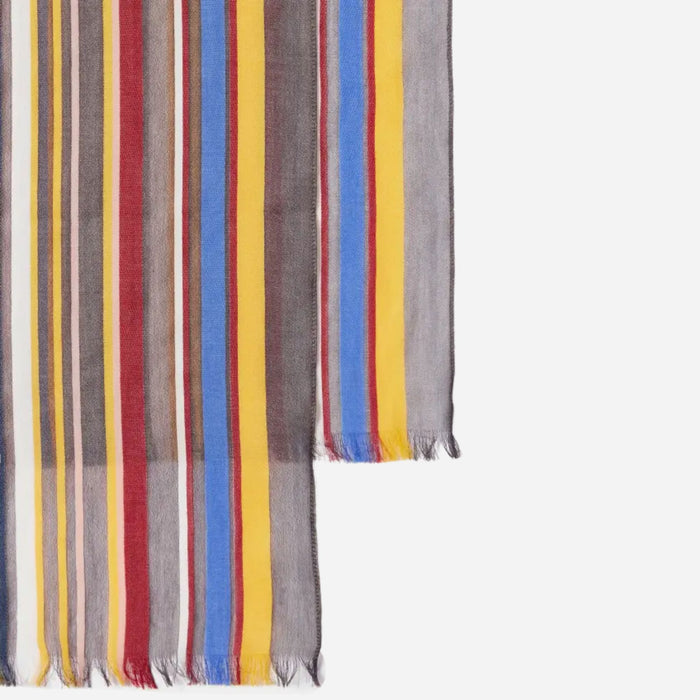 The edges of the Paul Smith Women's Signature Stripe Woven Cotton Scarf.