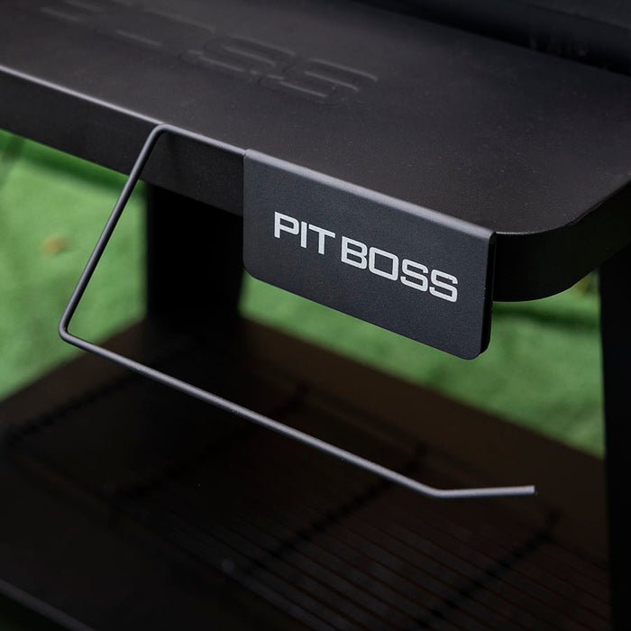 Pit Boss Magnetic Paper Towel Holder for BBQ Grills and Smoker Upgrade Attachment, magnetized to front of grill