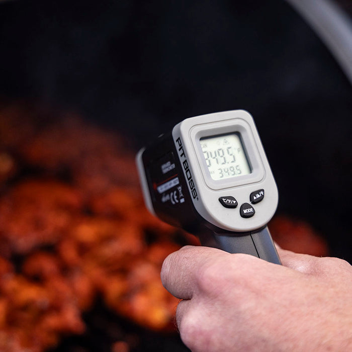 Pit Boss Grills Infrared Thermometer checking temperature of grill smoker