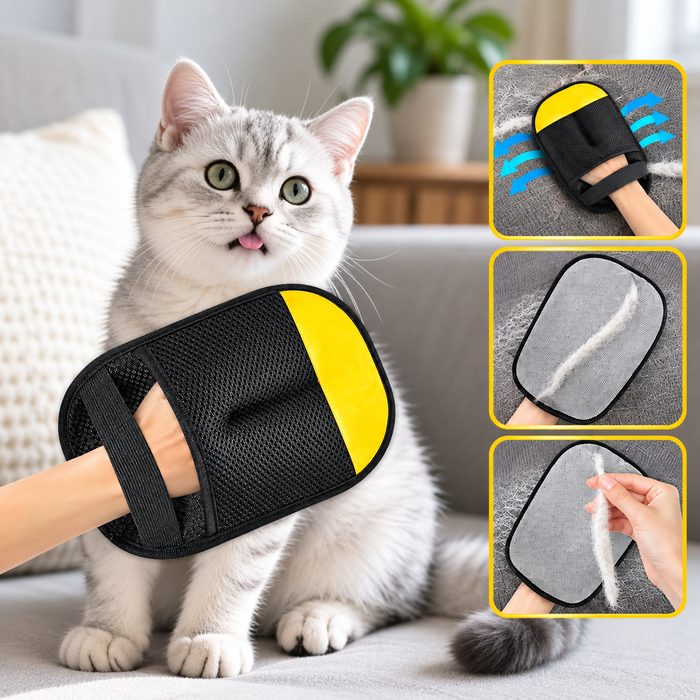 Pet Hair Removal Gloves for Dogs Cats, Reusable Fur Remover Glove, 2 Pack Reusable Electrostatic Cat & Dog Hair Remover Gloves for Couch, Car, Carpet, Furniture & Clothing, Grooming Deshedding Mitt