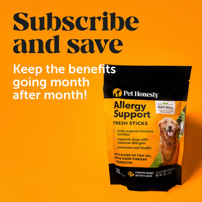 Pet Honesty Allergy Support Fresh Sticks - Pumpkin Peanut Butter (30 ct. Pouch) for Dogs