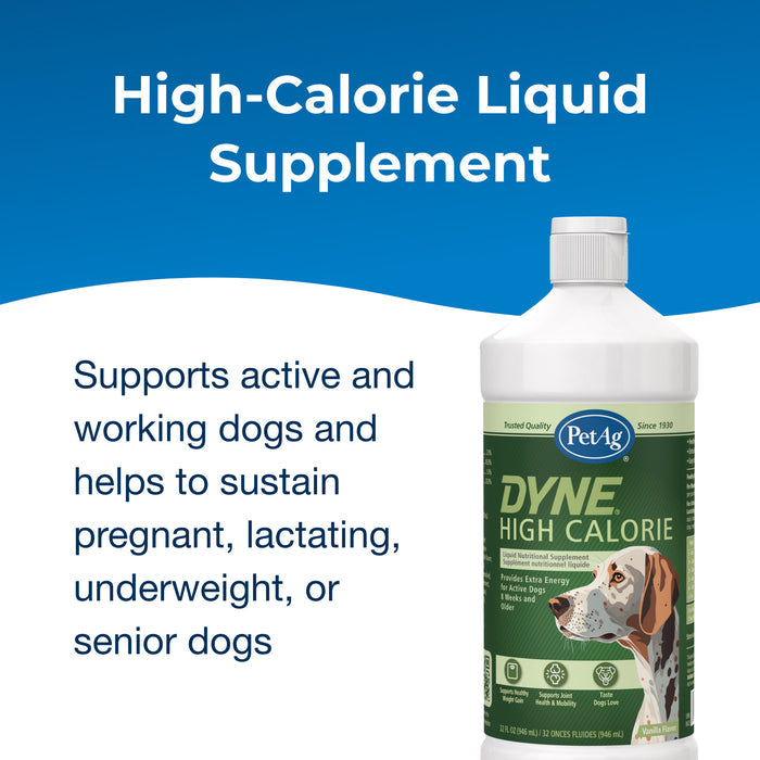 PetAg Dyne High Calorie Liquid Nutritional Supplement for Dogs & Puppies 8 weeks and Older, 32 oz.
