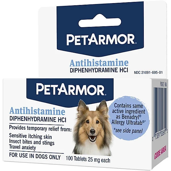 PetArmor Antihistamine Supplement for Dogs, 100 ct.