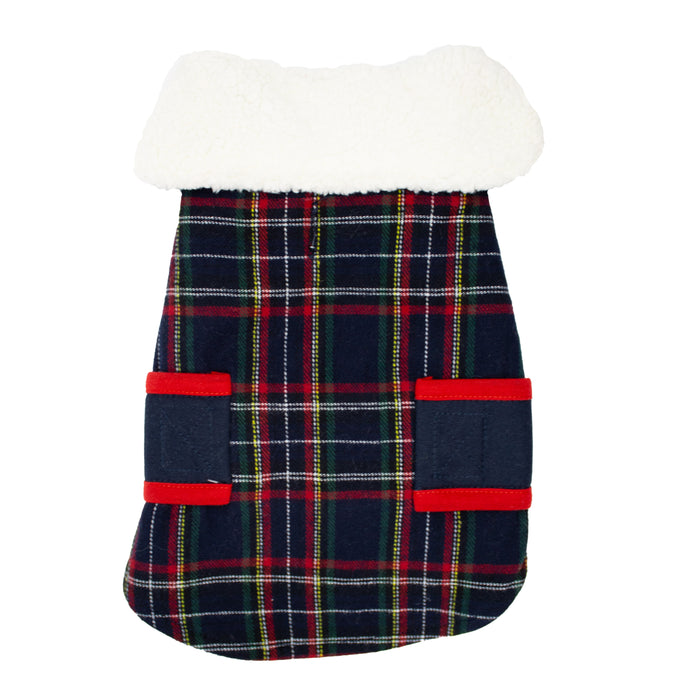 PLAID SHERPA COLLARED COAT