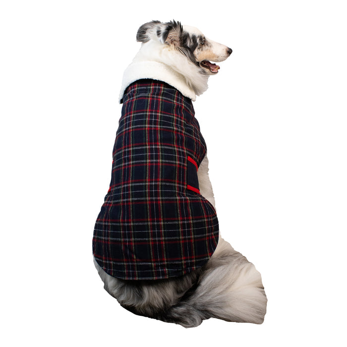 PLAID SHERPA COLLARED COAT