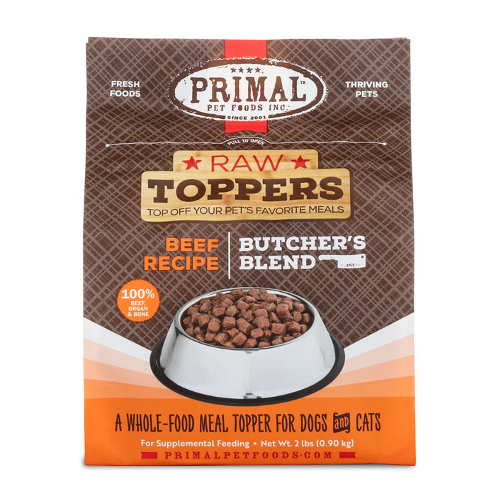 Primal Butcher’s Blend Raw Toppers for Dogs & Cats - 2lb Beef Recipe