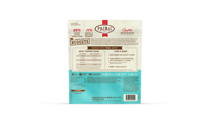 Primal Cat Frozen Raw Nuggets - 3lb Chicken & Salmon Recipe