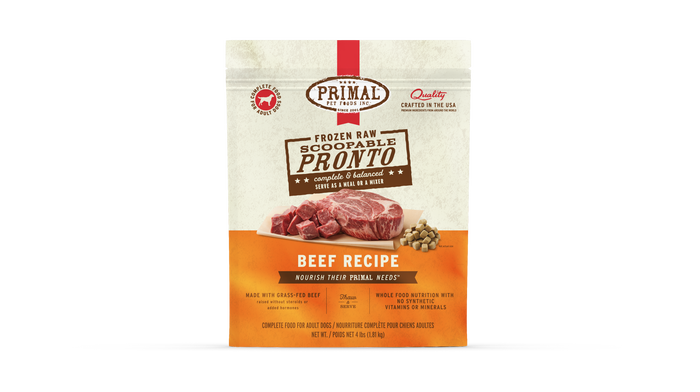 Primal Dog Frozen Raw Pronto - 4lb Beef Recipe