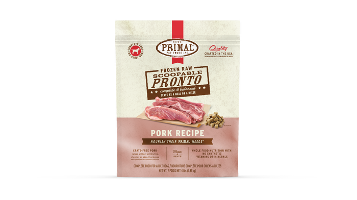 Primal Dog Frozen Raw Pronto - 4lb Pork Recipe