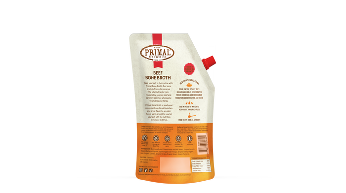 Primal Frozen Bone Broth for Dogs & Cats - 20oz Beef