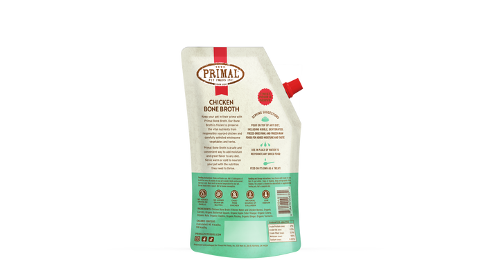 Primal Frozen Bone Broth for Dogs & Cats - 20oz Chicken