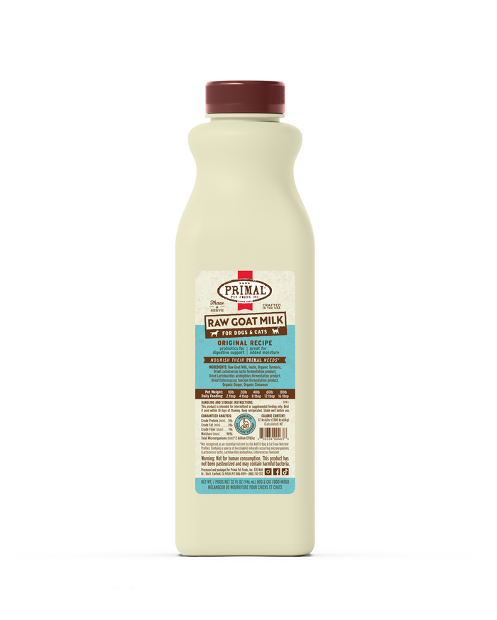 Primal Frozen Raw Goat Milk for Dogs & Cats - 32oz Original