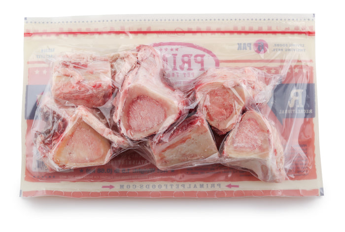 Primal Raw Recreational Bones for Dogs & Cats - 6-Pack Small Beef Marrow