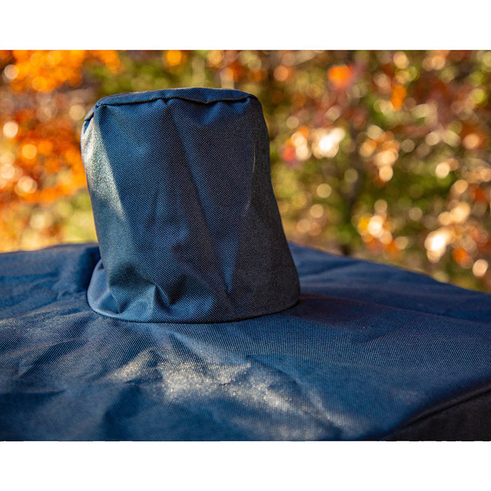 lifestyle_2, Close up of grill cover where it covers the smoker's chimney