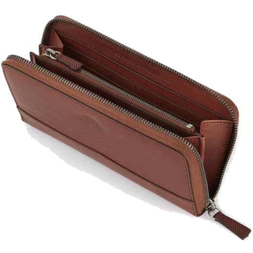 purdey tan leather continental purse inside