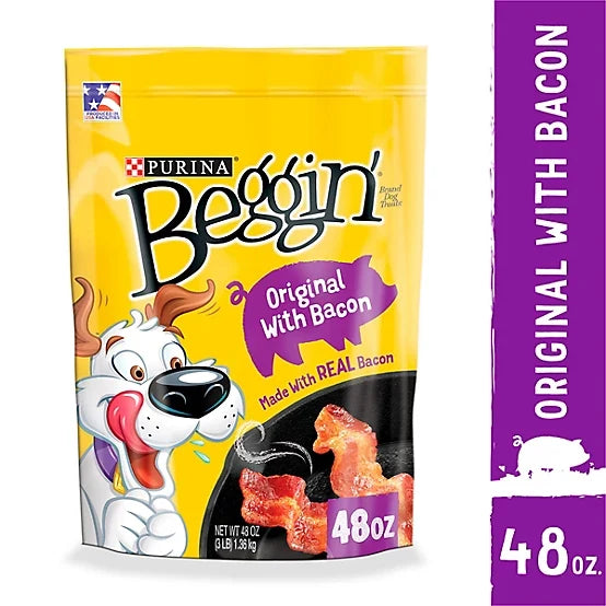 Purina Beggin' Bacon Flavor Real Meat Dog Strip Treats, 48 oz.