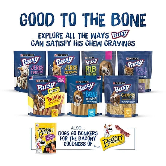 Purina Busy Bone Adult Dog Chew Bone Treats, Peanut Butter, 10 ct. Pouch
