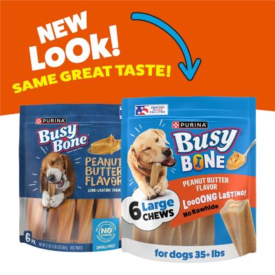 Purina Busy Bone Adult Dog Chew Bone Treats, Peanut Butter, 6 ct. Pouch