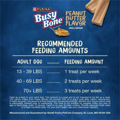 Purina Busy Bone Adult Dog Chew Bone Treats, Peanut Butter, 6 ct. Pouch