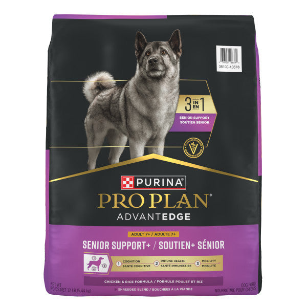 Purina Pro Plan AdvantEDGE Senior Support Plus Shredded Blend Chicken and Rice Formula Dry Dog Food