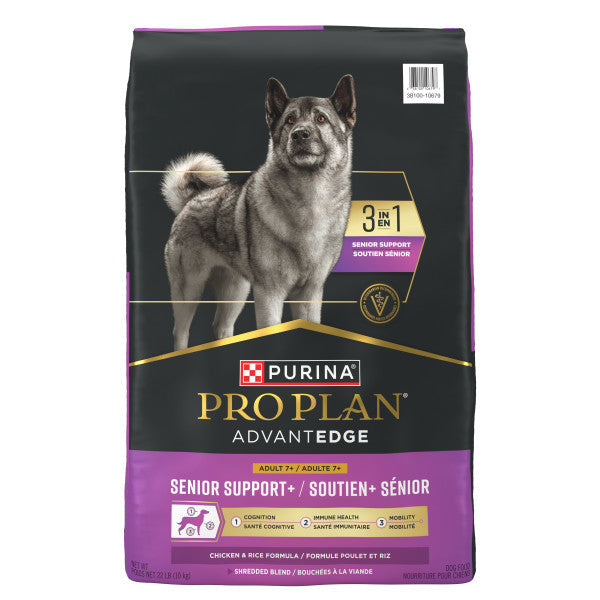 Purina Pro Plan AdvantEDGE Senior Support Plus Shredded Blend Chicken and Rice Formula Dry Dog Food