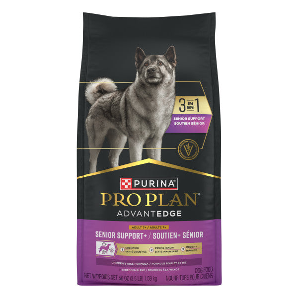 Purina Pro Plan AdvantEDGE Senior Support Plus Shredded Blend Chicken and Rice Formula Dry Dog Food