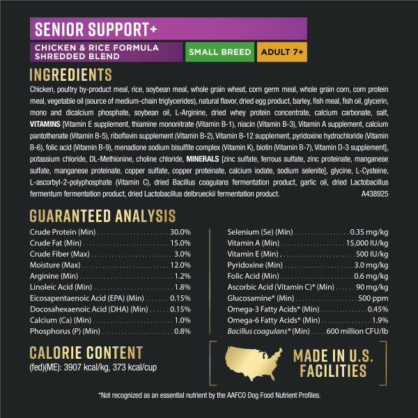 Purina Pro Plan AdvantEDGE Senior Support Plus Large Breed Shredded Blend Chicken and Rice Formula Dry Dog Food