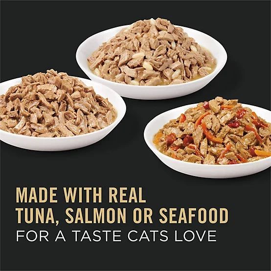 Purina Pro Plan Complete Essentials Adult Seafood Favorites in Sauce Wet Cat Food Variety Pack, 3 oz. Can, Pack of 12
