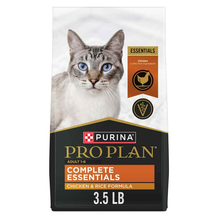 Purina Pro Plan Complete Essentials Chicken and Rice Formula Adult High-Protein Dry Cat Food, 3.5lb