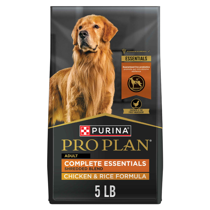 Purina Pro Plan Complete Essentials Shredded Blend Chicken and Rice Dog Food Dry Formula with Probiotics for Dogs