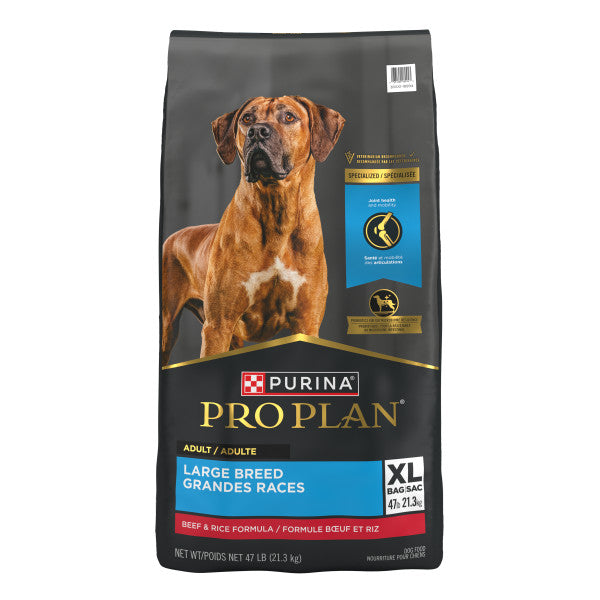 Purina Pro Plan Large Breed Dry High Protein Dog Food With Probiotics for Dogs, Beef and Rice Formula, 47lbs