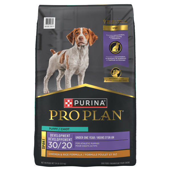Purina Pro Plan Sport Development 30/20 Chicken and Rice Formula High Protein Dog Food for Puppies, 24lb