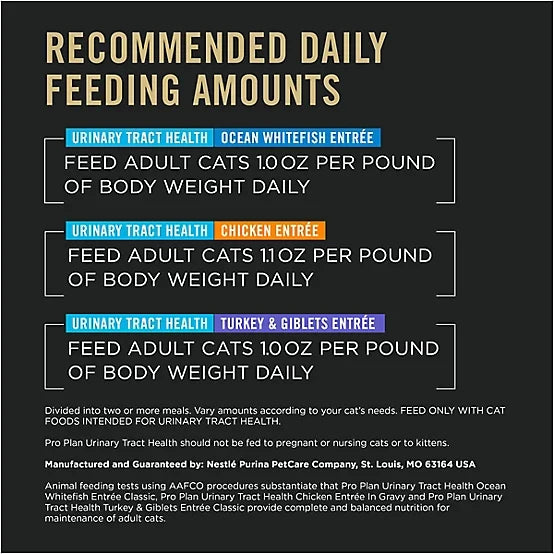 Purina Pro Plan Urinary Tract Health Adult Ocean Whitefish/Chicken/Turkey Wet Cat Food Variety Pack, 3 oz., 24 Cans
