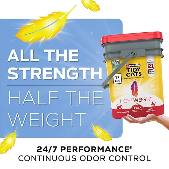 Purina Tidy Cats 24/7 Performance Lightweight Low-Dust Scented Clumping Clay Cat Litter, Multi-Cat, 17lb