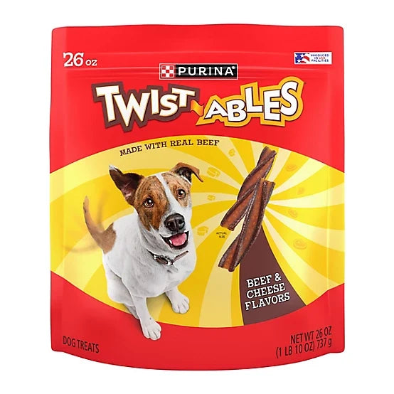 Purina Twistables Beef and Cheese Flavor Treats for Dogs, 26 oz. Pouch