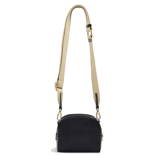This Radley Arden Crescent Black Cross Body Bag has a zip top into the main compartment and gold hardware.