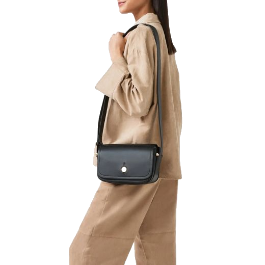 The cross body strap on the Bathurst Mews Black Medium Flapover Cross Body Bag is adjustable.