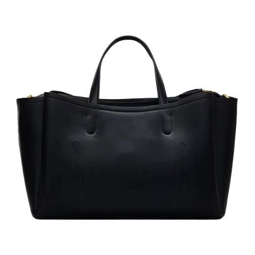 The Bathurst Mews Black Medium Ziptop Grab Bag has a distinct bucket shape.